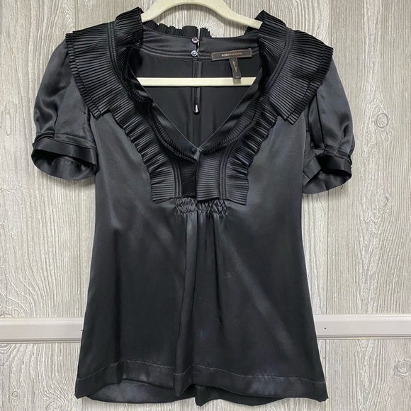 BCBGMaxAzria Tops - Black Ruffle BCBG Max Azria EUC Size XXS
